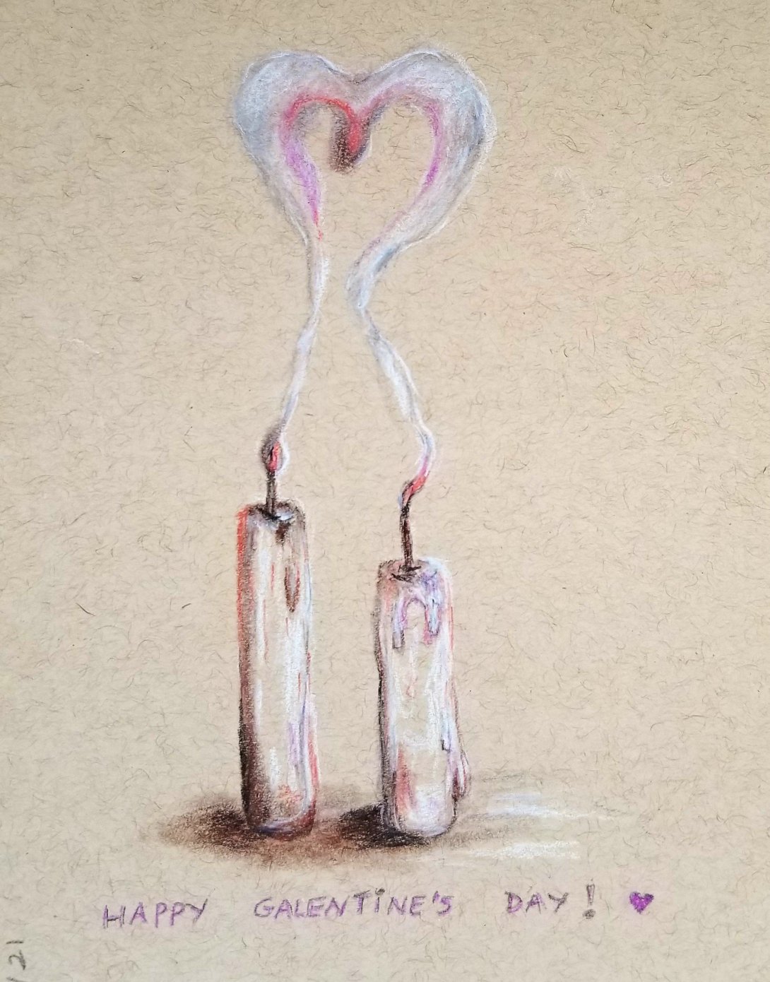 Candles with smoke forming a heart